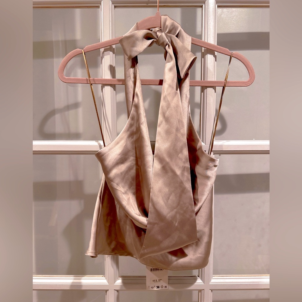 🧡ZARA🧡 SEXY COWL NECK PARTY TOP CHAMPAGNE COLOR